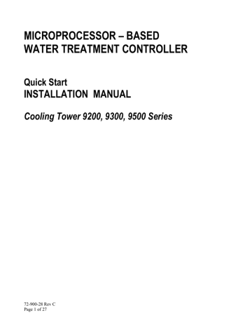 MICROPROCESSOR – BASED WATER TREATMENT CONTROLLER INSTALLATION  MANUAL Quick Start | Manualzz