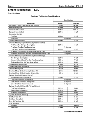 Indmar Service Manual: 5.7L Mechanical Repair Specs | Manualzz