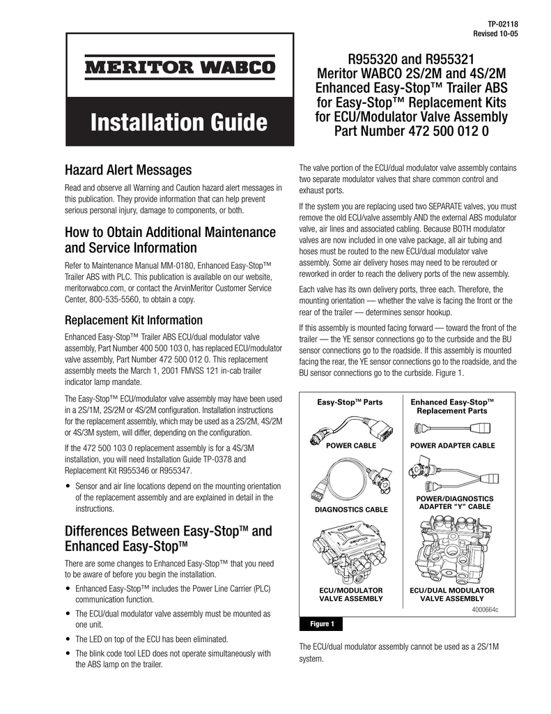 Meritor WABCO R955321 Installation Guide | manualzz.com