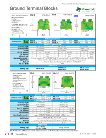 Konnect It Ground Terminal Blocks Technical Specs Manualzz