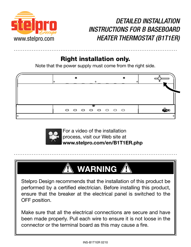 Installation Thermostat Stelpro