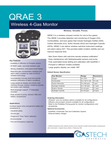 QRAE 3 Wireless 4-Gas Monitor | Manualzz