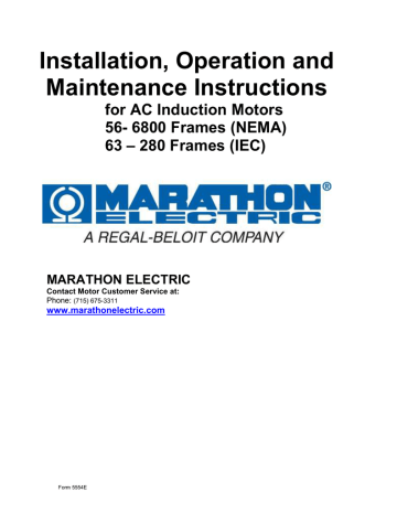 Marathon Electric E270 5KCR49PN0095X AC Motor Manual | Manualzz