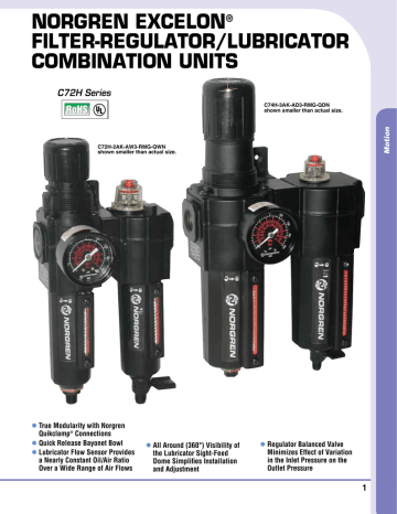 Norgren Excelon Filter Regulator Lubricator Combination Units Manualzz