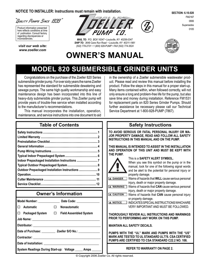 Pump Manual And Curve Manualzz