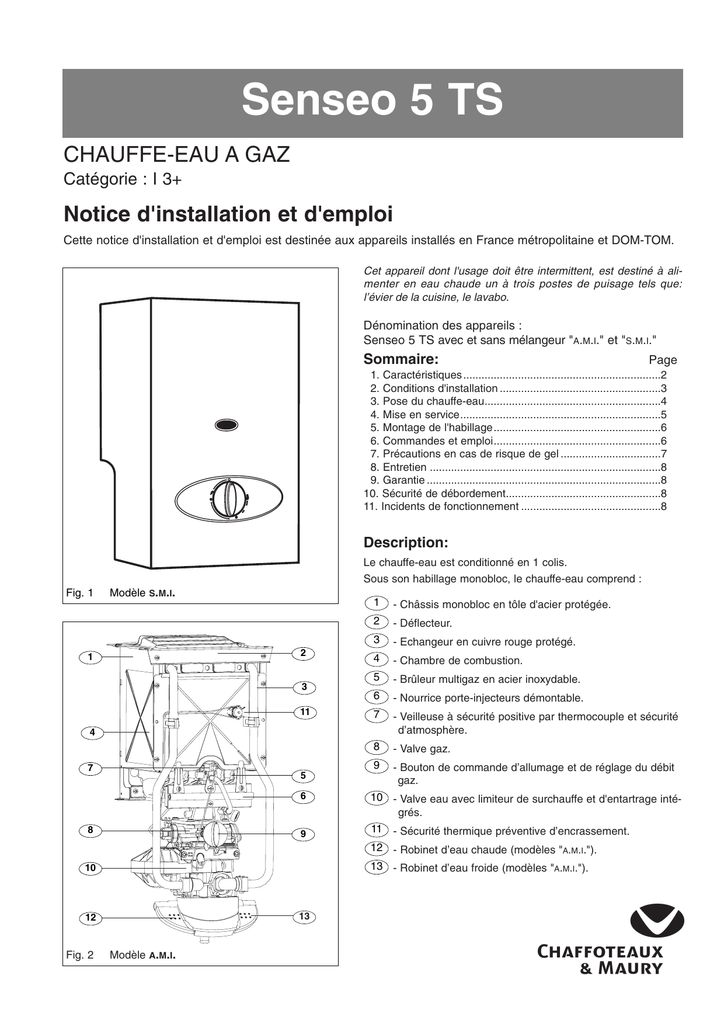 Fiche Technique Chauffe Eau Chaffoteaux Et Maury