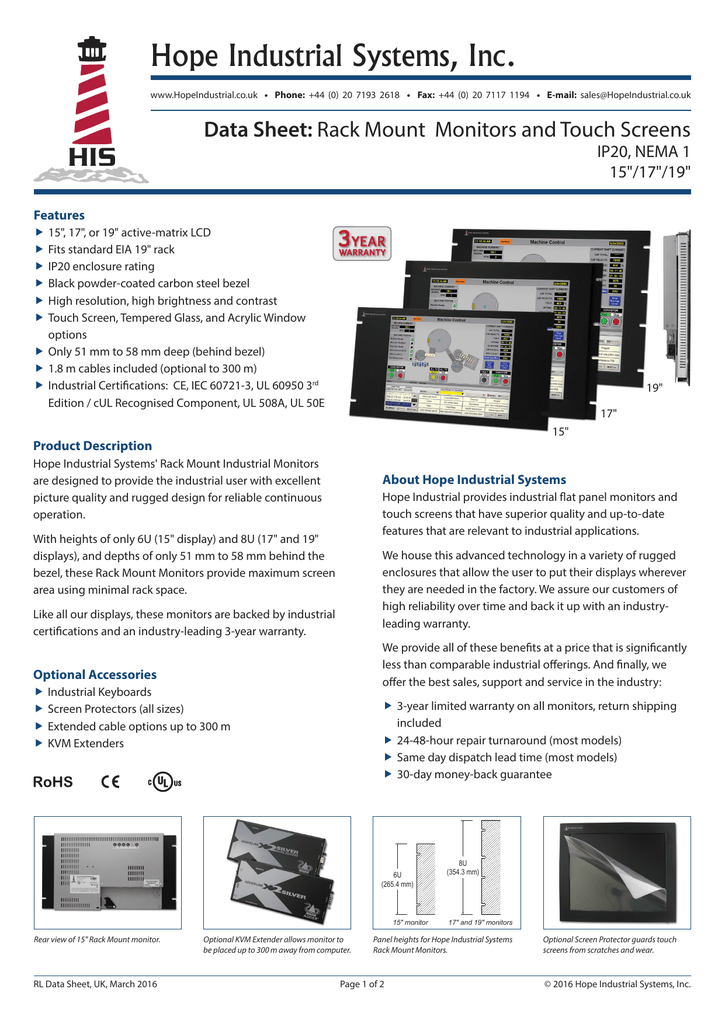 Hope Industrial Systems, Inc. 3 Data 