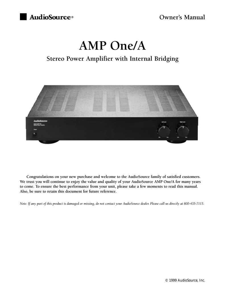 Audiosource Amp100VS Amplifier 100 W Rms  2-Channel 0% Thd 20 Hz To 20 