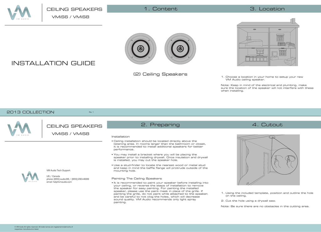 Installation Guide 1 Content 3 Location Ceiling Speakers