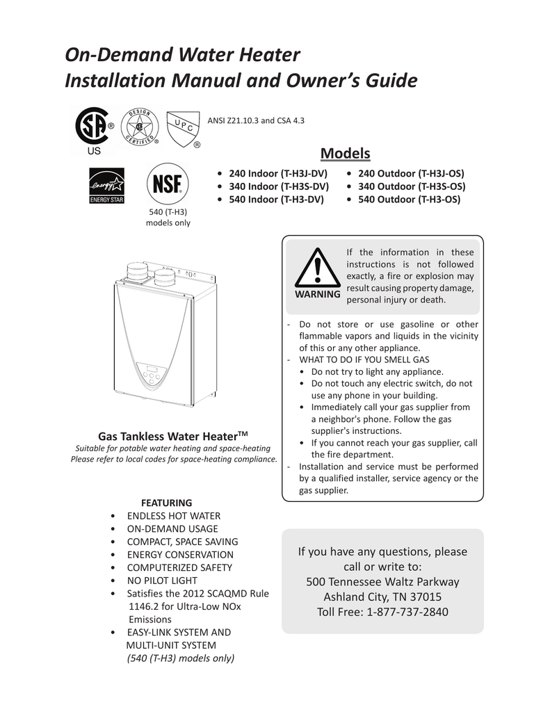 Takagi T H3 Dv N Installation Manual - My Hobby