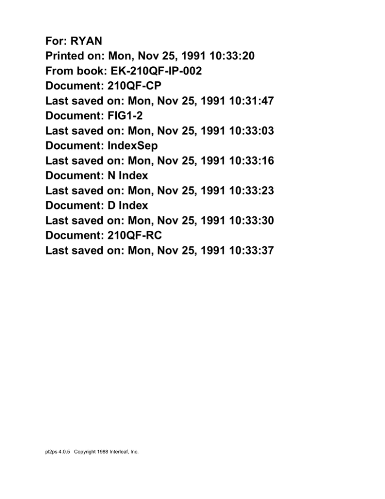 For Ryan Printed On Mon Nov 25 1991 10 33 20 From Book Ek 210qf Ip 002 Manualzz