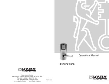 Kaba E-PLEX 2000 Operation Manual | Manualzz