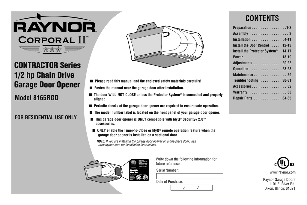 Raynor Pilot Garage Door Opener Programming Dandk Organizer