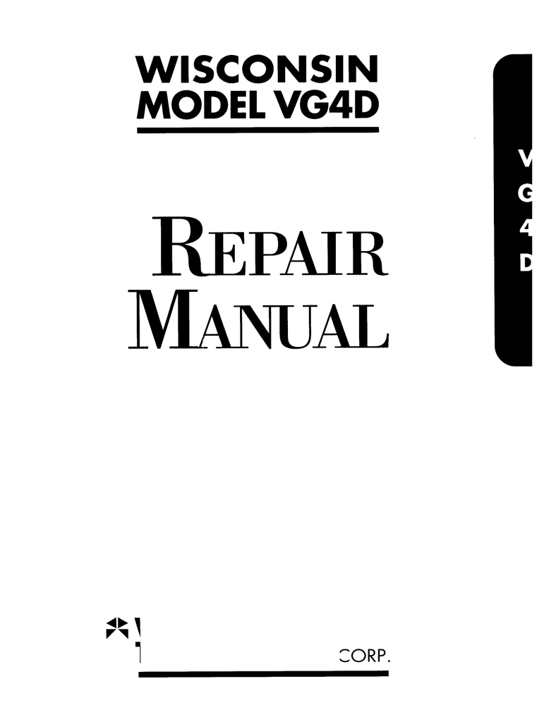 WISCONSIN VH4D Air Cool Heavy Duty  Engine Parts Manual 