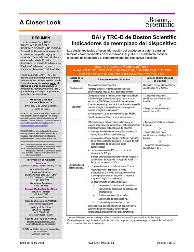 Dai Y Trc D De Boston Scientific Indicadores De Reemplazo Del Dispositivo Manualzz