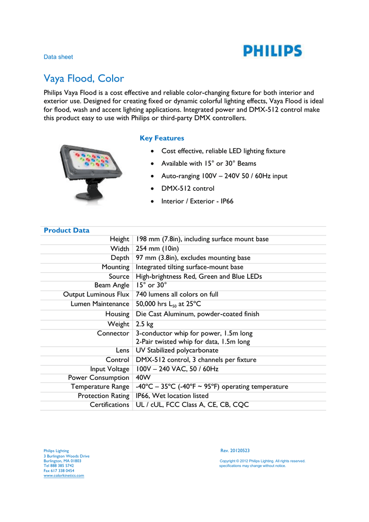 Vaya Flood Rgb Data Sheet Manualzz Vaya Flood Rgb Data Sheet Manualzz