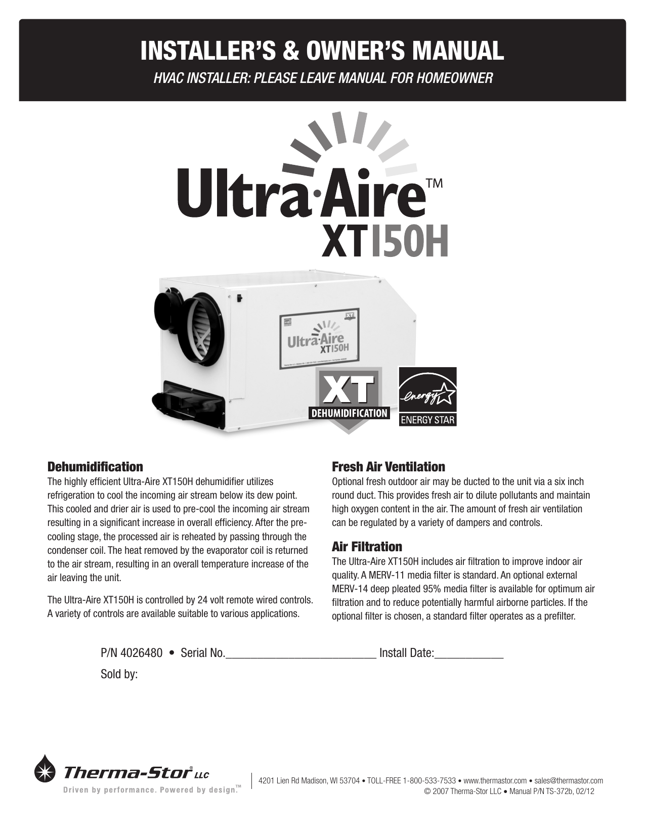 UltraAire XT150H Manual Manualzz