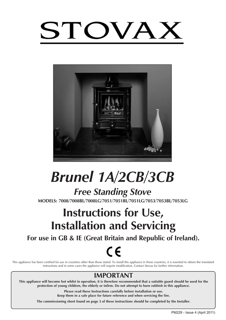 Brunel 1A/2CB/3CB Instructions for Use, Installation and servicing Free  Standing Stove | Manualzz