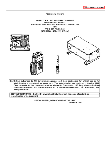 AN/GRC 240 Technical Manual | Manualzz