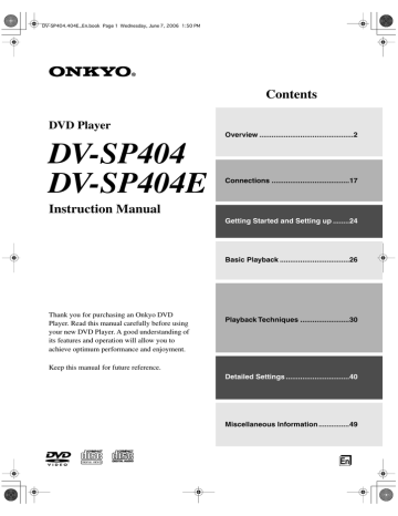 ONKYO DV-SP404 Instruction manual | Manualzz