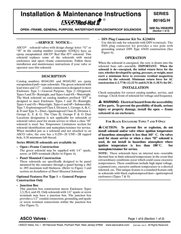 Asco Solenoid Valve Installation Manual