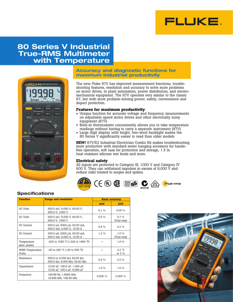 Fluke 87V Data Sheet | Manualzz