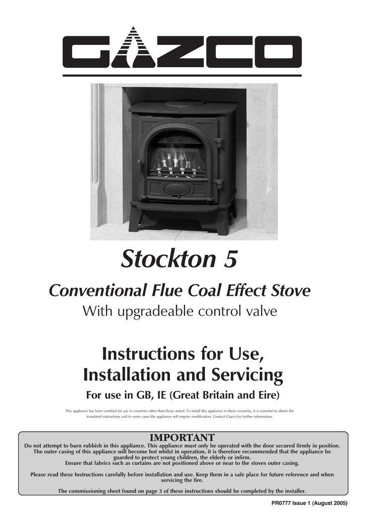 Gazco Stockton 5 Gas Stove Instructions Manualzz