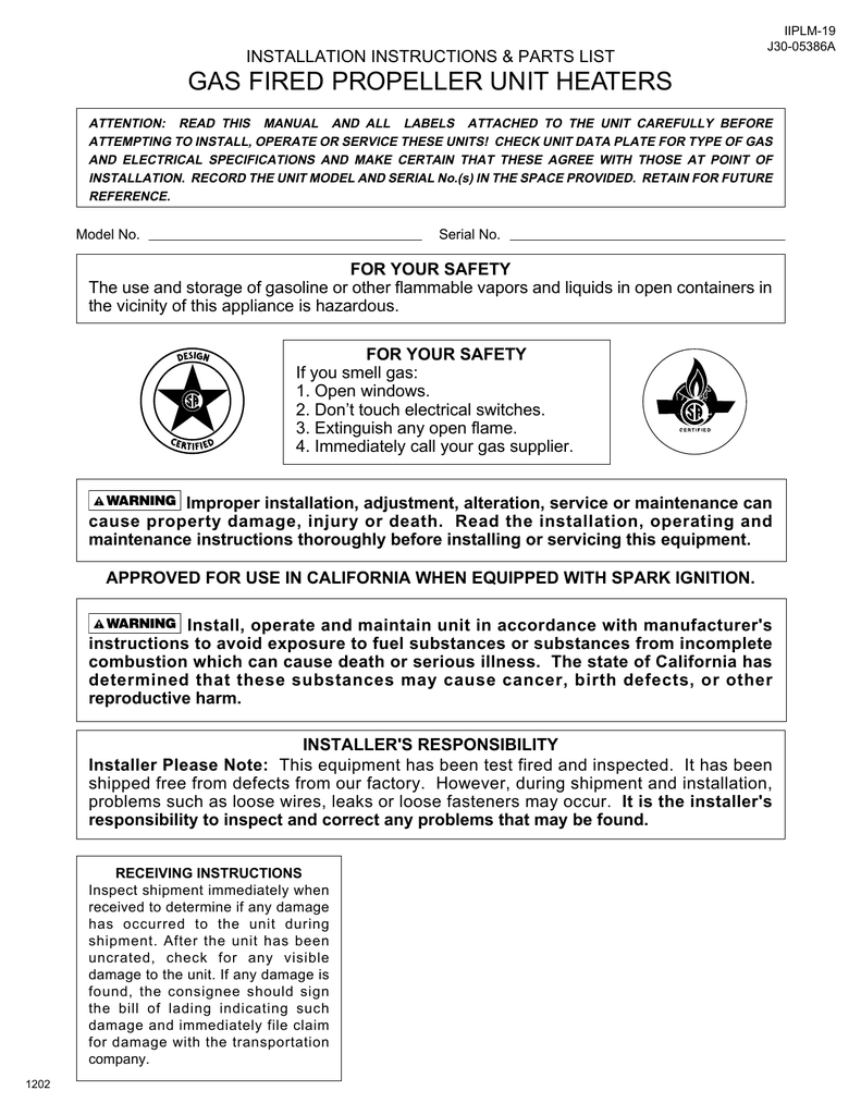 Beacon Morris Standing Pilot Propeller Type Unit Heater Installation Manual | Manualzz | Beacon Morris Wiring Diagram | | manualzz