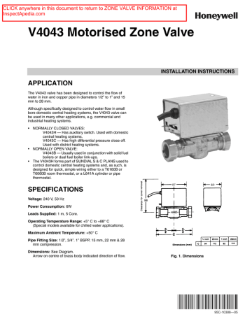 HONEYWELL V4043 Zone Valves | Manualzz