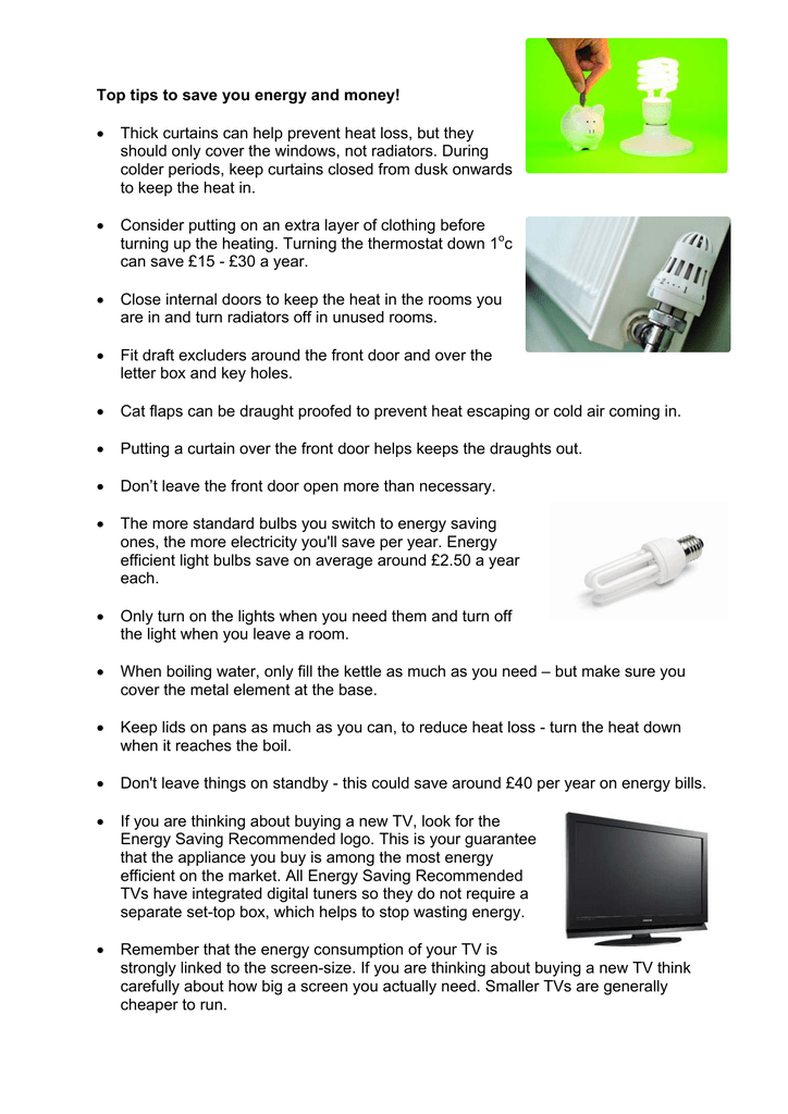 Top Tips To Save You Energy And Money Manualzz Com