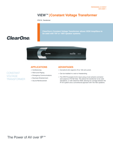 ClearOne XT9170 Datasheet | Manualzz
