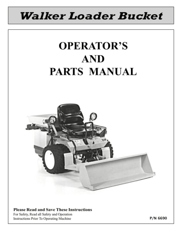 Walker H18 Loader Bucket Operator's Manual | Manualzz