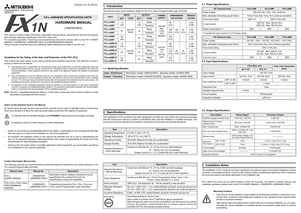 FX1N Hardware Manual | Manualzz