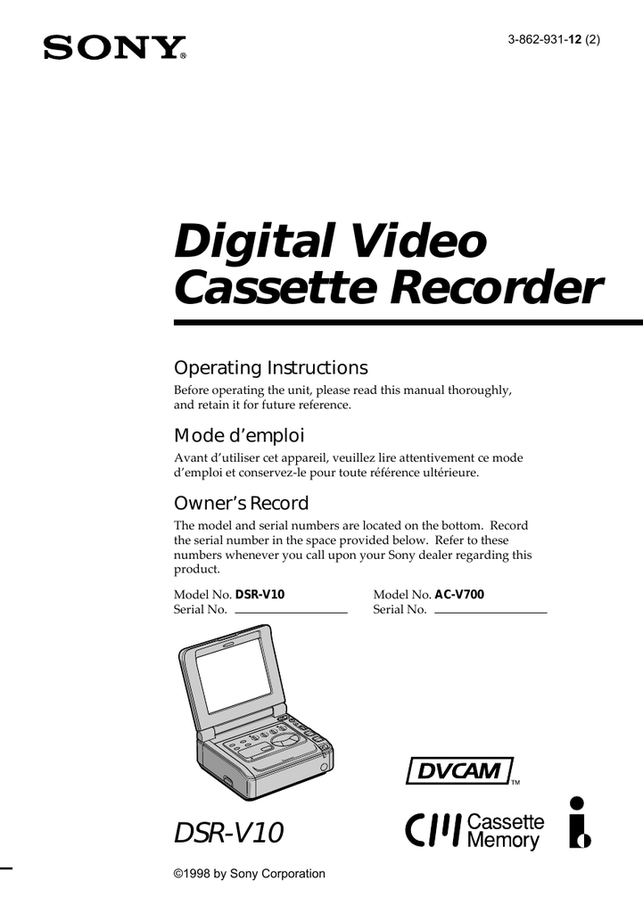 Sony Dsrv10 Minidv Player Recorder Cheapest Outlet