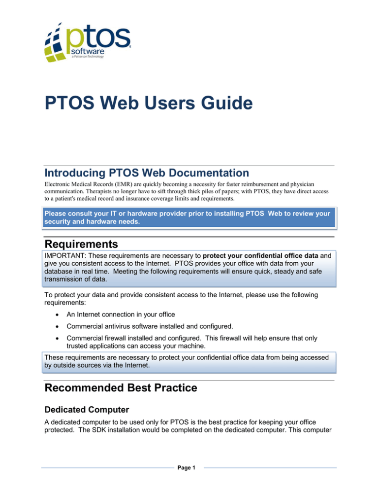 Ptos Documentation User Guide Manualzz