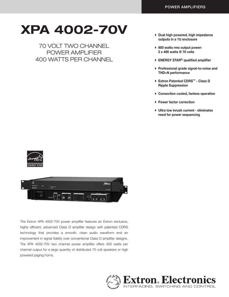 Class A Power Amplifier With 60 Watts Output