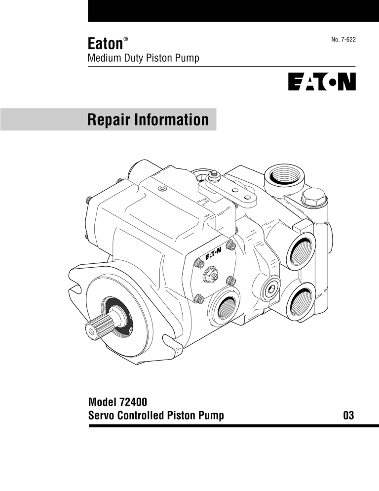 Eaton Repair Information Model 72400 Servo Controlled Piston Pump ...