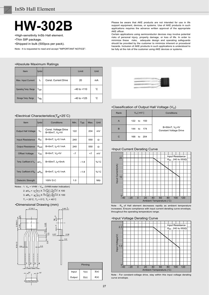 datasheet for HW302B(Ag) by Asahi Kasei Microdevices Manualzz