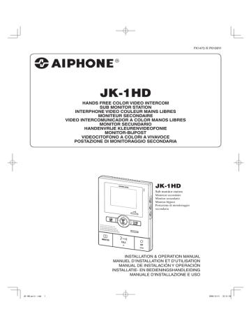 Aiphone JK-1HD video intercom substation installation manual (3.54MB