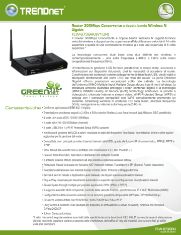 Trendnet TEW-673GRU 300Mbps Concurrent Dual Band Wireless N Gigabit Router Scheda dati | Manualzz