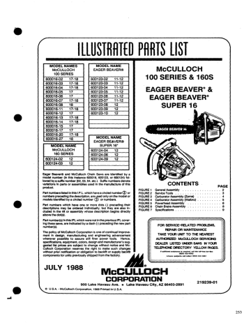 McCulloch Chainsaw Parts List 219239 | Manualzz