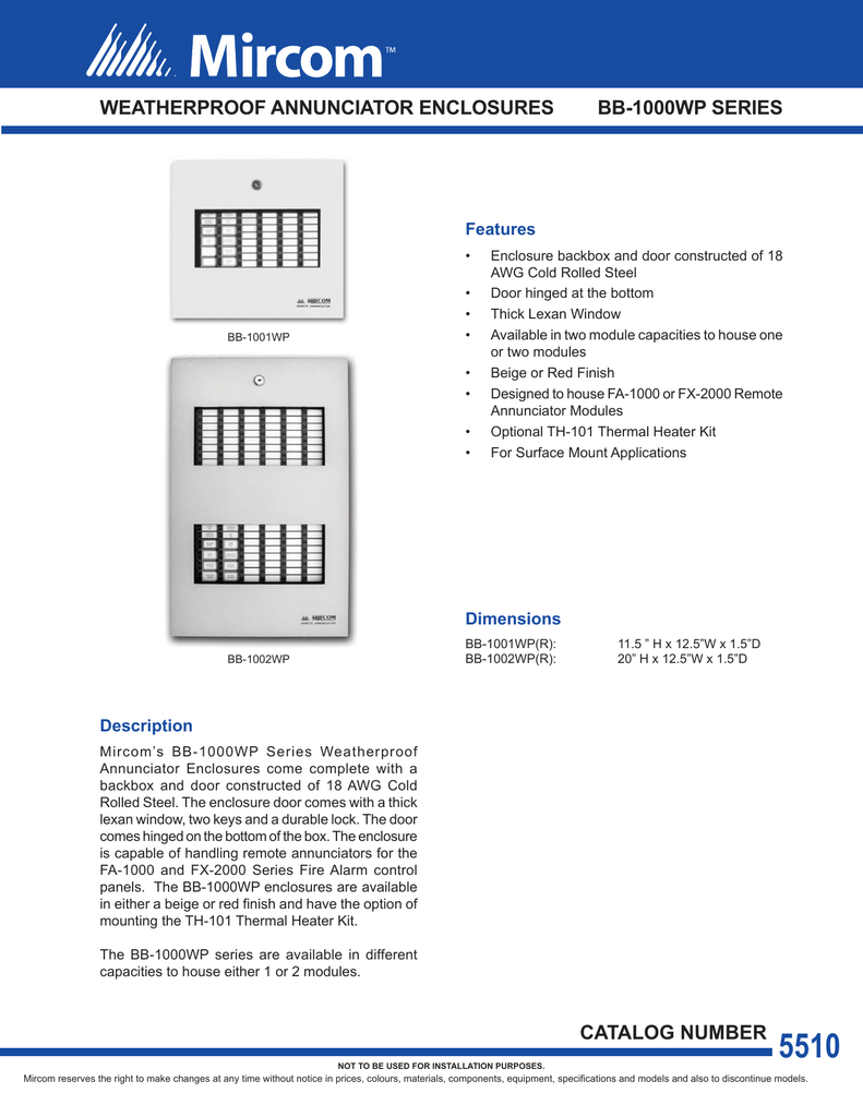 Weatherproof Annunciator Enclosures 1000wp Series Features Manualzz