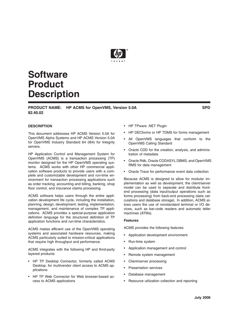 Hp Acms For Openvms V5 0a Manualzz