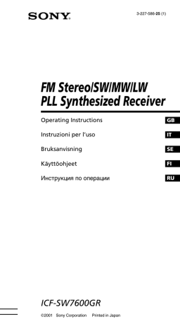 Инструкция по эксплуатации радиоприемника Sony ICF | Manualzz