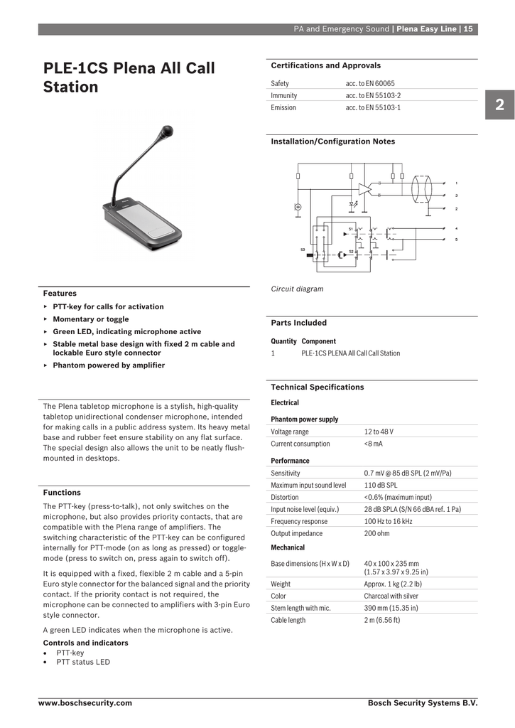 Ple 1cs Plena All Call Station 2 Plena Easy Line 15 Manualzz