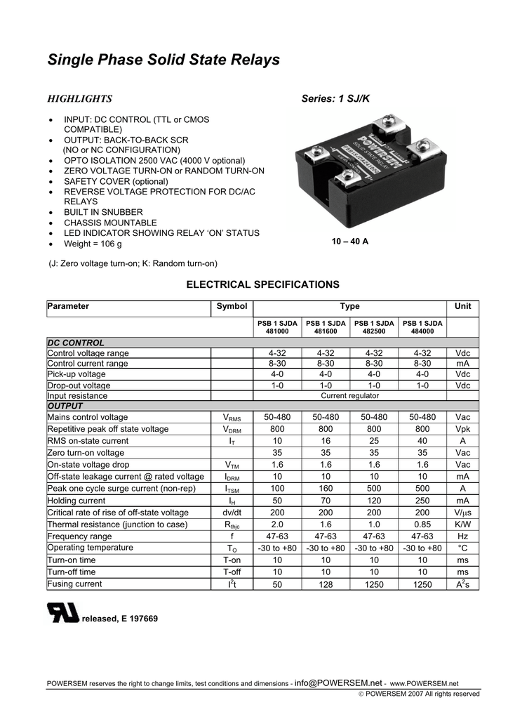 Datasheet For Psb 1 Sjda4500 By Powersem Manualzz