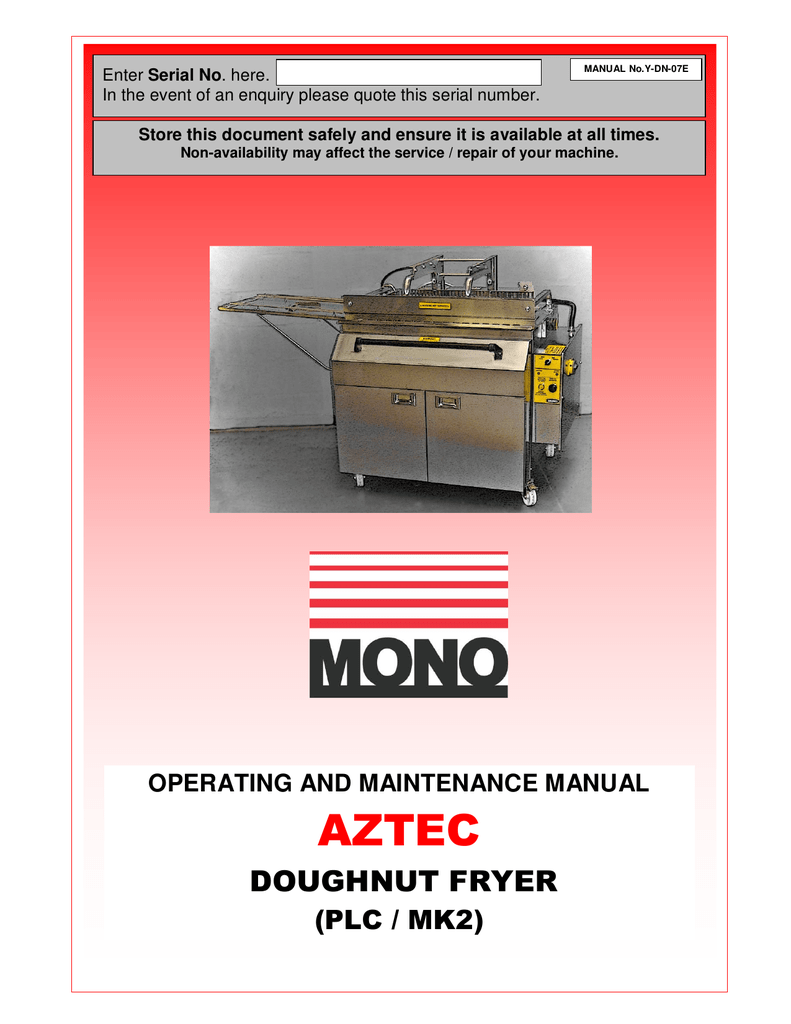 Dazey Donut Factory Manual