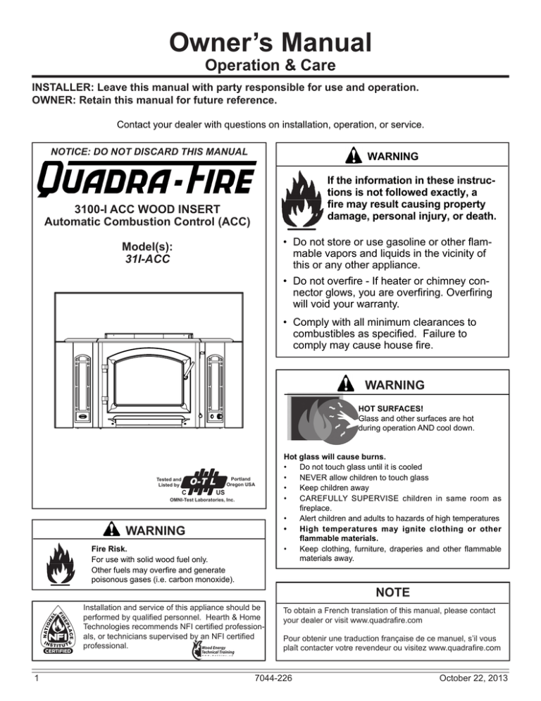 Quadra Fire Insert Manual