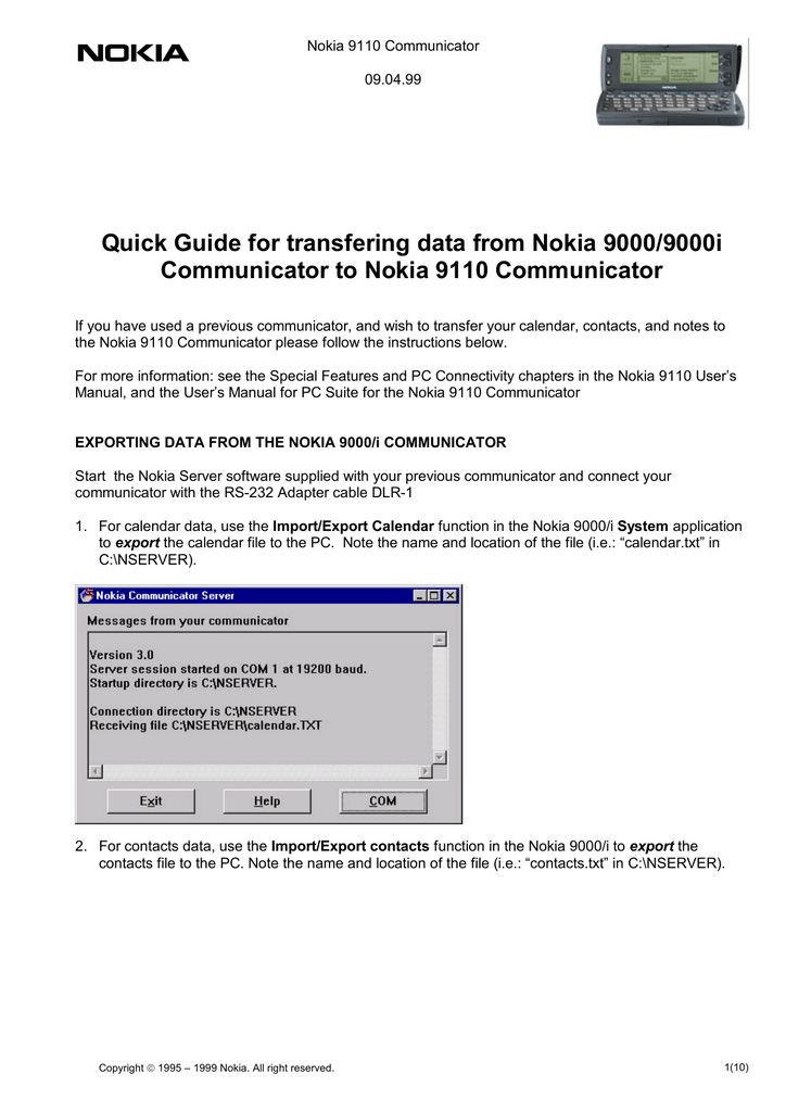 pc suite for nokia 9110 communicator