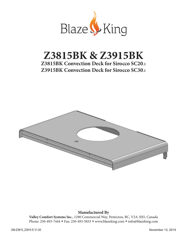 Om Z3815 Z3915 Convection Deck For Sc20 1 And Sc30 1 Manualzz Com